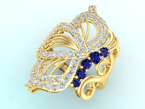 Butterfly ring - Diamond ring - Womens rings - N856 3D Print Model