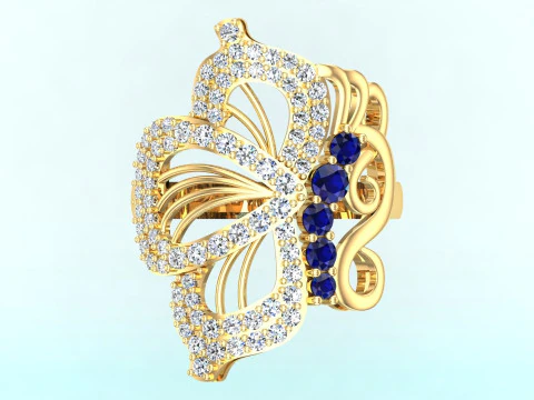 Butterfly ring - Diamond ring - Womens rings - N856 3D Print Model