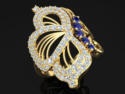 Butterfly ring - Diamond ring - Womens rings - N856 3D Print Model