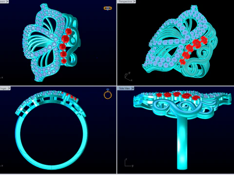 Butterfly ring - Diamond ring - Womens rings - N856 3D Print Model