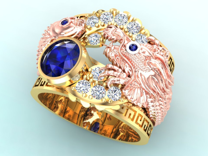 Dragon Carp ring - Dragon ring - Carp ring - N328 3D Print Model .c4d .max .obj .3ds .fbx .stl .blend 