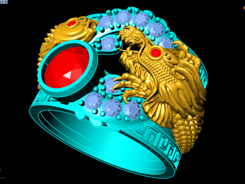 Dragon Carp ring - Dragon ring - Carp ring - N328 3D Print Model