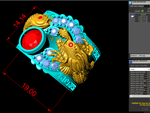 Dragon Carp ring - Dragon ring - Carp ring - N328 3D Print Model