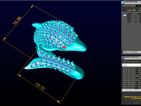 Dolphin ring - Fish Ring - Diamond ring - Womens Rings - N172 3D Print Model
