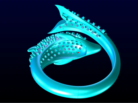 Dolphin ring - Fish Ring - Diamond ring - Womens Rings - N172 3D Print Model