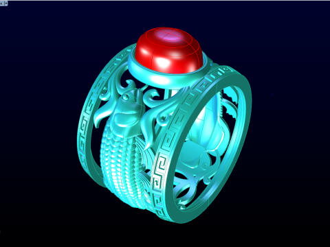 Anel Aruan&atilde; - Anel de peixe - Anel Dragonfish - Anel oval masculino - N903 Modelo de Impressão 3D