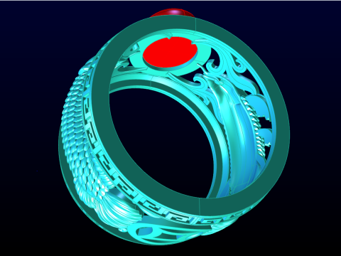 Anel Aruan&atilde; - Anel de peixe - Anel Dragonfish - Anel oval masculino - N903 Modelo de Impressão 3D