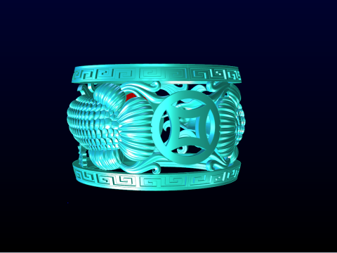 Anel Aruan&atilde; - Anel de peixe - Anel Dragonfish - Anel oval masculino - N903 Modelo de Impressão 3D