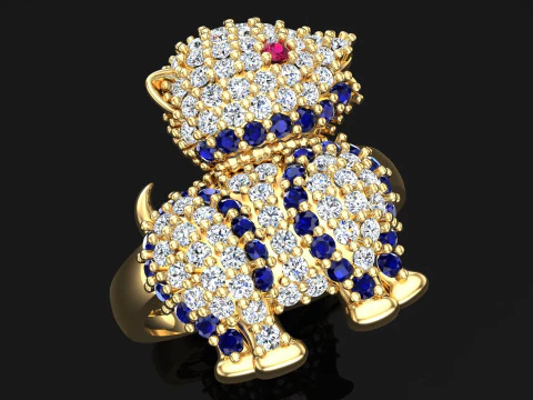 Dog ring - Pet ring - Puppy ring - Zodiac dog ring - N760 3D Print Model