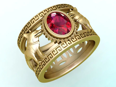 Anel para cachorro - Anel oval com pedra - Anel masculino - N3888 Modelo de Impressão 3D