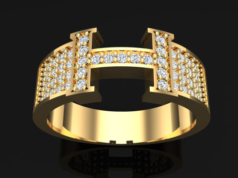 Pierścionek z literą H - Pierścień z alfabetem H - N652 Model do druku 3D