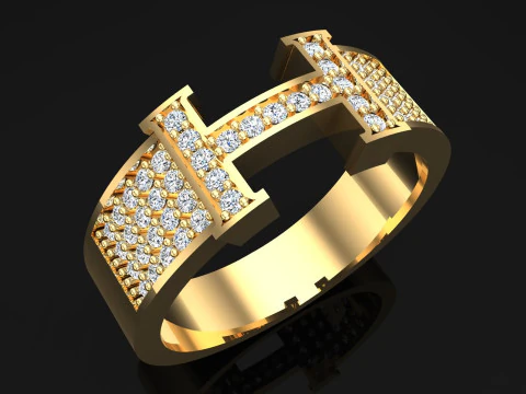 Letter H ring - Alphabet H ring - N652 3D Print Model