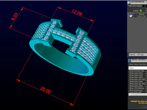 Letter H ring - Alphabet H ring - N652 3D Print Model