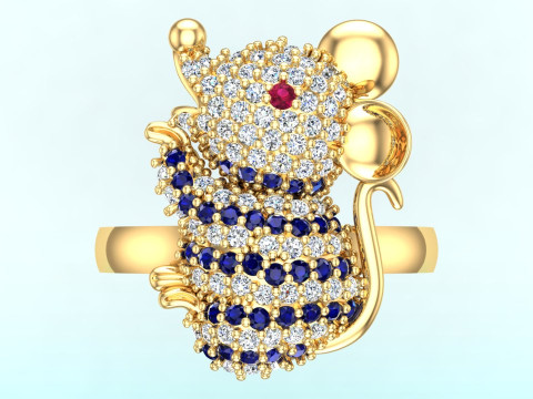 ミッキーマウスリング - ミッキーリング - マウスリング - N769 3Dプリントモデル