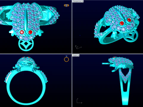 Toad ring - Jin Chan ring - Diamond ring - N21145 3D Print Model