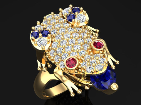 Kr&ouml;tenring - Jin Chan Ring - Diamantring - N146 3D Druckmodell