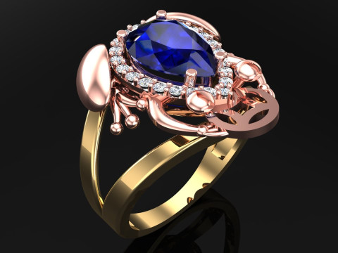 Kr&ouml;tenring - Jin Chan Ring - Diamantring - Damenring - N146 3D Druckmodell