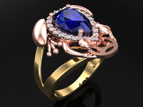 두꺼비반지 - 진찬반지 - 다이아몬드반지 - 여성용반지 - N146 3D 프린트 모델