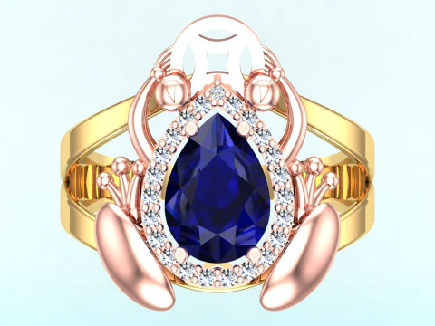 Toad ring - Jin Chan ring - Diamond ring - Womens ring - N146 3D Print Model