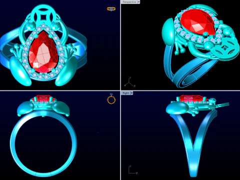 Toad ring - Jin Chan ring - Diamond ring - Womens ring - N146 3D Print Model