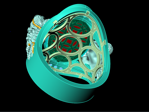 Toad ring - Double Toad ring - Mens oval stone ring - N627 3D Print Model