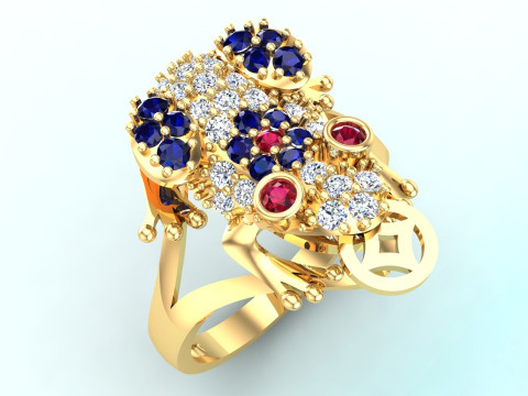 Каблучка з жабою - каблучка Jin Chan - каблучка з діамантом - N700 3D Принт Модель