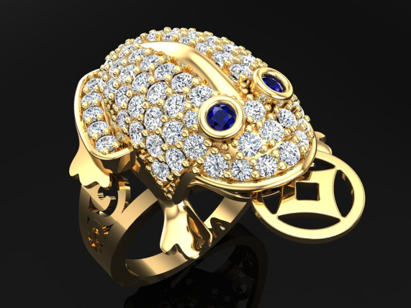 Toad ring - Jin Chan ring - Diamond ring - N21145A 3D Print Model .c4d .max .obj .3ds .fbx .stl .blend 
