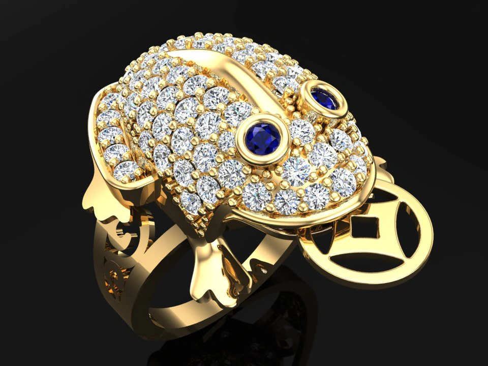 Toad ring - Jin Chan ring - Diamond ring - N21145A 3D Print Model .c4d .max .obj .3ds .fbx .stl .blend