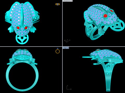 Toad ring - Jin Chan ring - Diamond ring - N21145A 3D Print Model