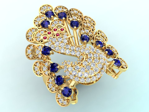 Peacock ring - Bird ring - Womens ring - N400 3D Print Model