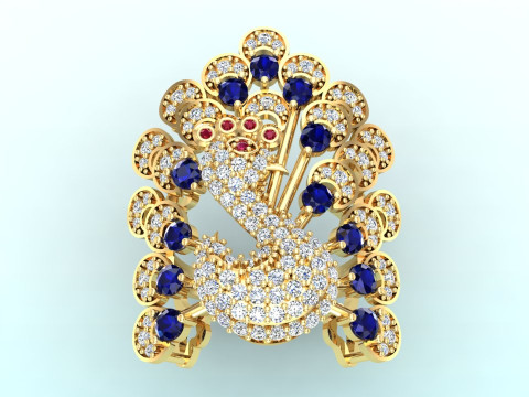 Peacock ring - Bird ring - Womens ring - N400 3D Print Model