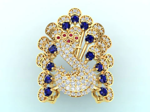 Peacock ring - Bird ring - Womens ring - N400 3D Print Model