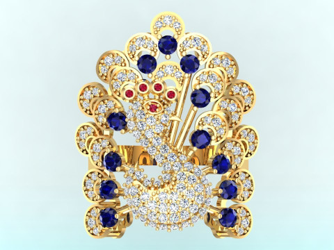 Peacock ring - Bird ring - Womens ring - N400 3D Print Model