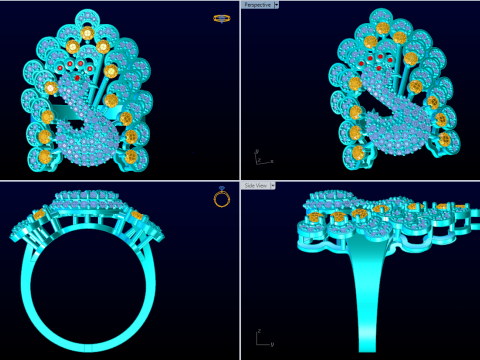 Peacock ring - Bird ring - Womens ring - N400 3D Print Model