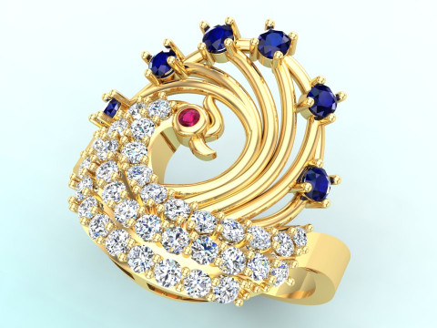 Peacock ring - Bird ring - Womens ring - N437 3D Print Model