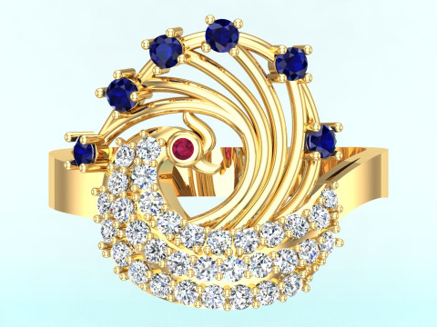 Peacock ring - Bird ring - Womens ring - N437 3D Print Model