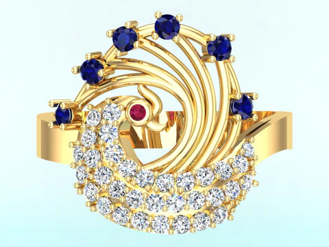 Peacock ring - Bird ring - Womens ring - N437 3D Print Model