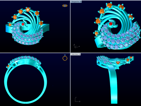 Peacock ring - Bird ring - Womens ring - N437 3D Print Model