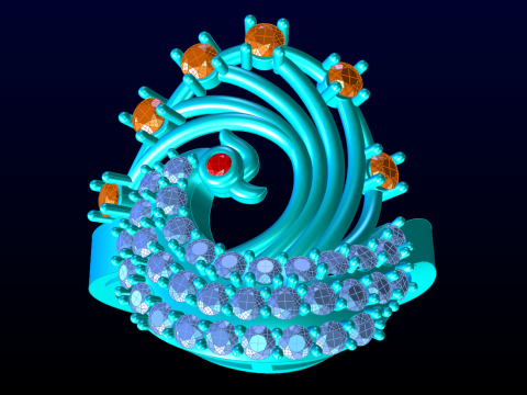 Peacock ring - Bird ring - Womens ring - N437 3D Print Model