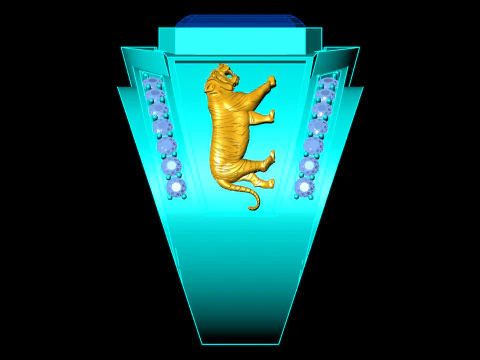 Tiger ring - Mens ring - Rectangular stone ring - N5479 3D Print Model