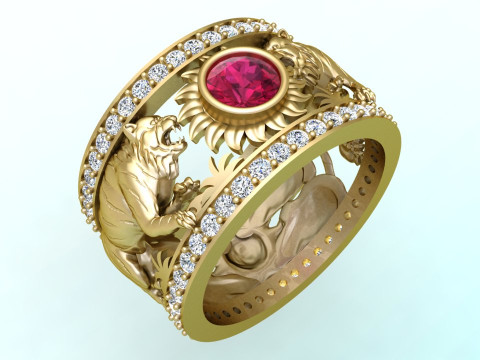 Doppelter Tigerring &ndash; Tigerring &ndash; Herrenring &ndash; N6890 3D Druckmodell