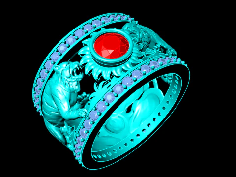 Double Tiger ring - Tiger ring - Mens ring - N6890 3D Print Model