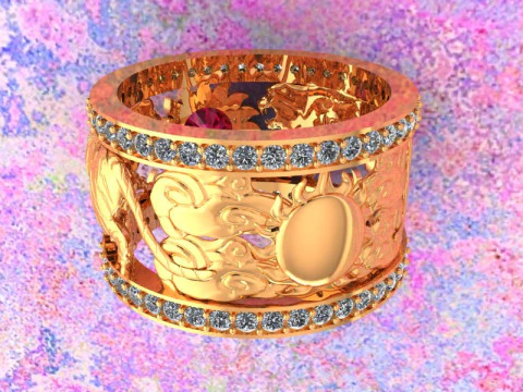 Double Tiger ring - Tiger ring - Mens ring - N6890 3D Print Model