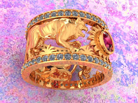 Double Tiger ring - Tiger ring - Mens ring - N6890 3D Print Model