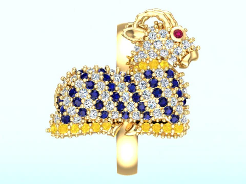 Anel de cabra - Anel feminino - N768 Modelo de Impressão 3D