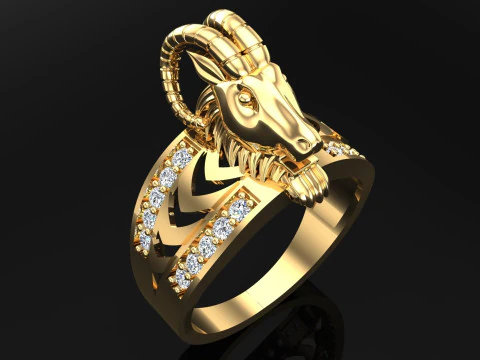 Goats head ring - Goat ring - N1025 3D Print Model