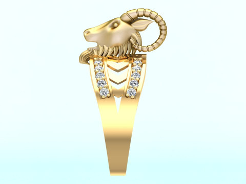 Goats head ring - Goat ring - N1025 3D Print Model