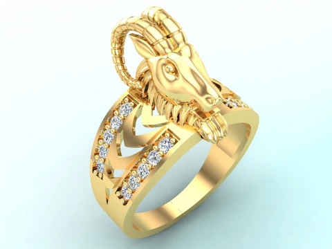 Goats head ring - Goat ring - N1025 3D Print Model