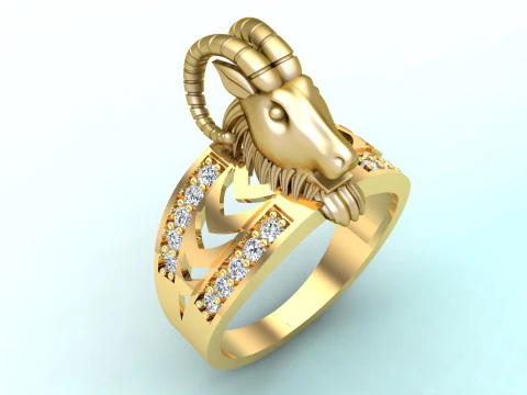 Goats head ring - Goat ring - N1025 3D Print Model