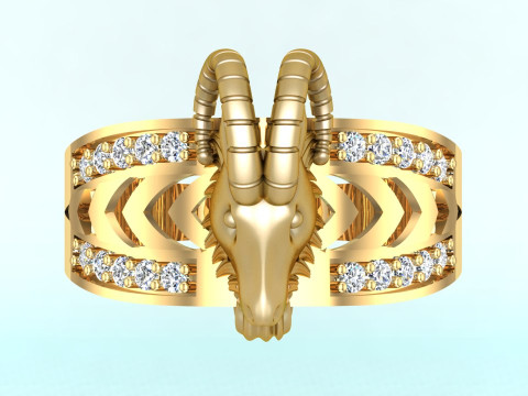 Goats head ring - Goat ring - N1025 3D Print Model